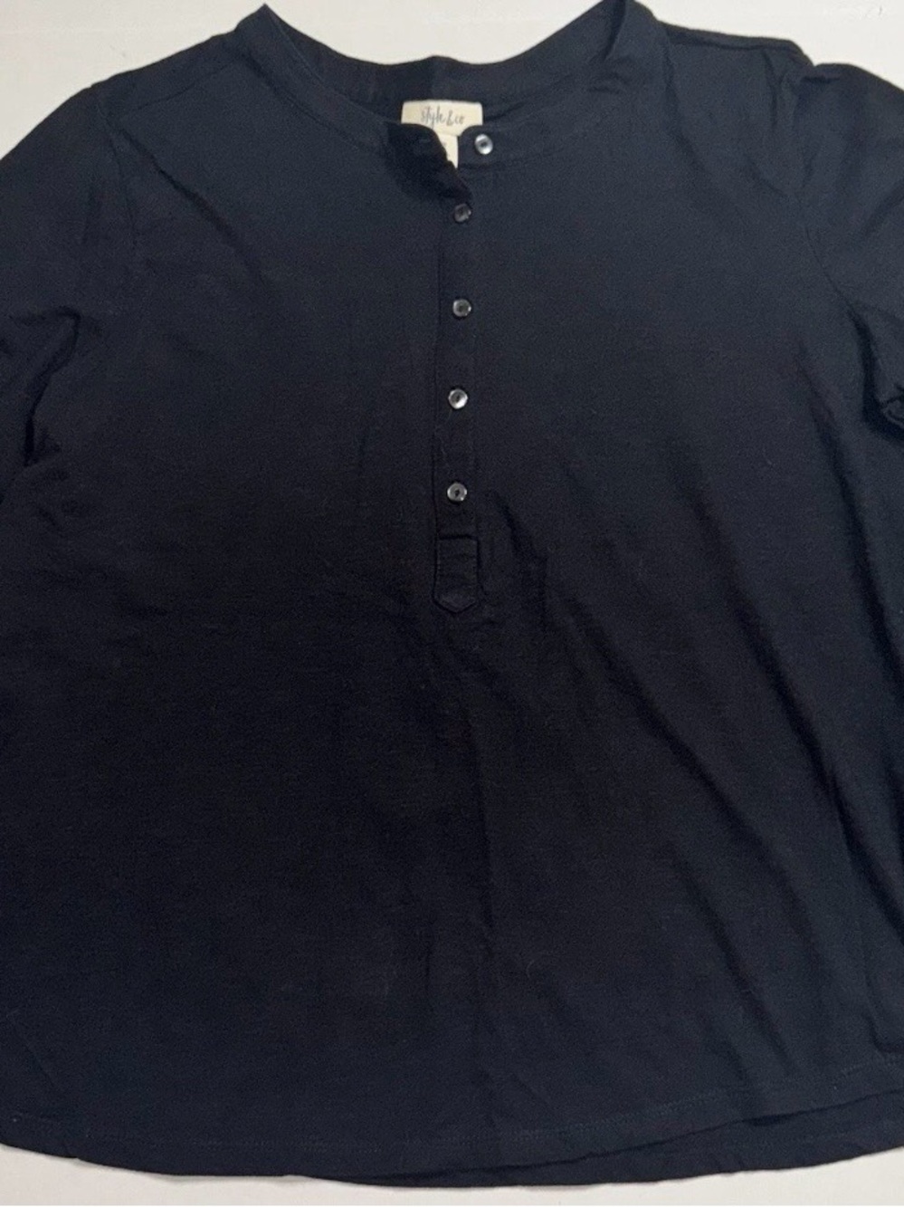 Vintage Style & Co Women Size 0X Black Long Sleeve Button Up Blouse